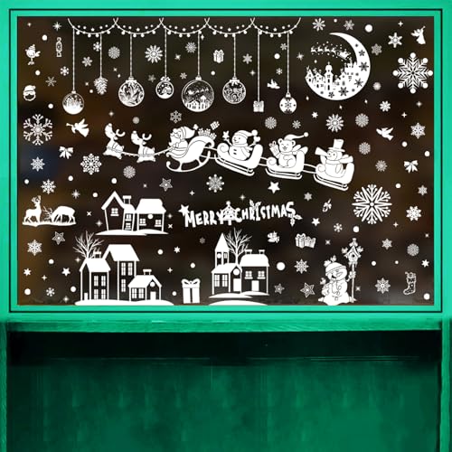 9 Bögen Fensterbilder Weihnachten Selbstklebend Weiß, Fenstersticker...