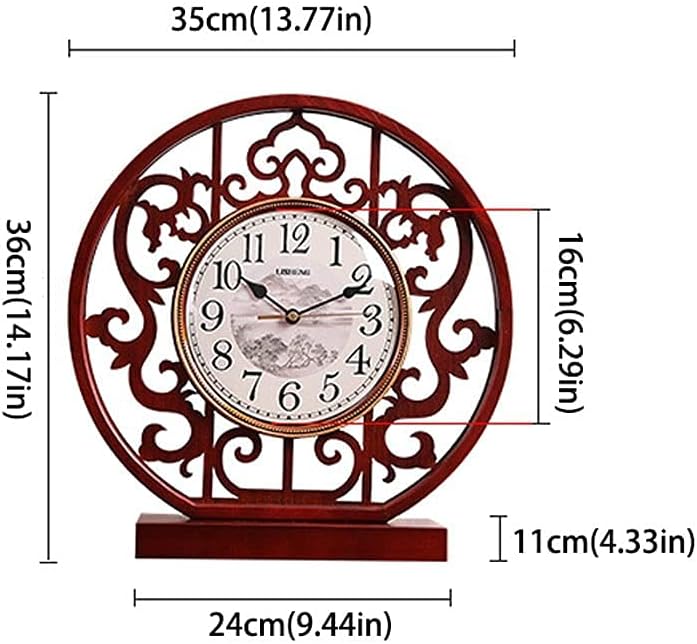 Doctor Drops Standing Clock Mute Clock Desk Watch Retro Chinese Text Clock Desktop Wooden Desk Watch Desktop Decoration 4 Style Interior Decoration Watch (Size: A) (A)