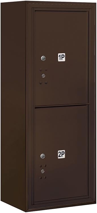 Salsbury Industries 3810S-2PSFU 4C Surface Mounted Horizontal Mailbox, Front Loading, Single Column, Stand Alone Parcel Locker, 2 PL5's, Usps Access, Sandstone