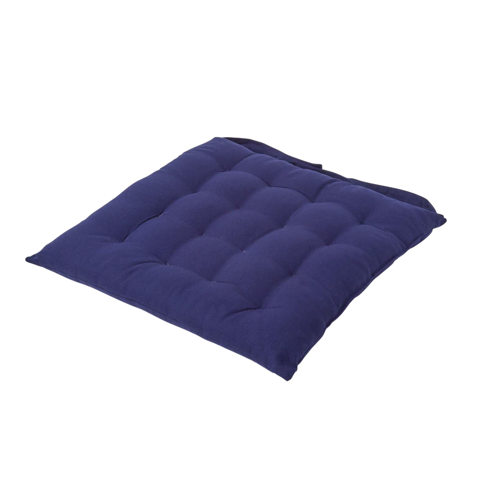 HOMESCAPES - Seat Pad - Navy Blue - 40 x 40 cm - Indoor - Garden - Dining - Chair Cushion with a Button Tie Handle to fix to Chair - 100% Cotton - Well Filled - Easy Care - Washable At Home — image 1