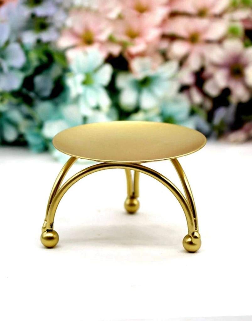 PIKIFY Circular Steel Candlestick Candle Holder, Modern Creative Light Tools. (Gold) (2) 1