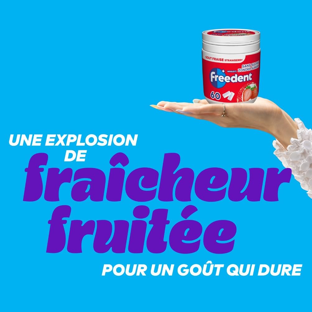 FREEDENT Chewing-gum goût Fraise sans sucres 60 dragées 84g