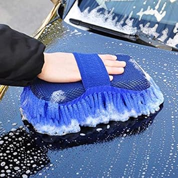 Snevad? Car Washing Sponge with Microfiber Washer Towel Duster for Cleaning Car. Bike Vehicle and Glass Window (Color May Vary)