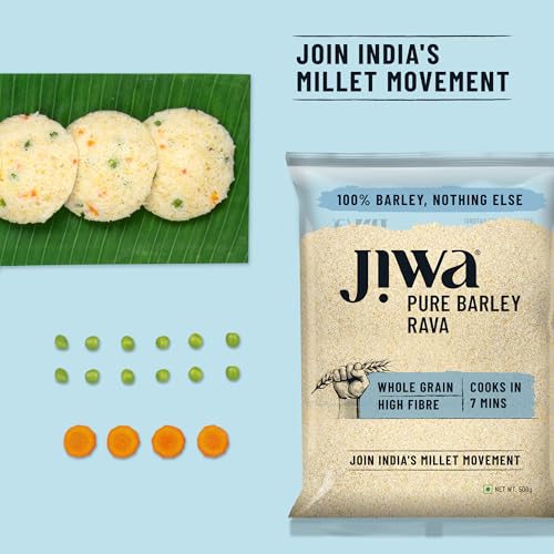 Image of Jiwa Pure Barley Rava | 500 G | Cooks In 7 Minutes | Millet | Jau Rava | Low GI | Suitable for Diabetics