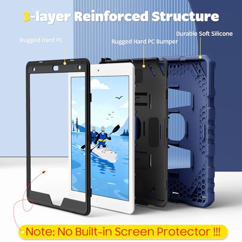 Image of Fintie Kid-Friendly Case for iPad 9th / 8th / 7th Generation 10.2 Inch | Fully-Body Rugged Heavy Duty Shockproof Cover, Portrait & Landscape Viewing, Built-in Kickstand, for Girls /Boys, Navy Blue