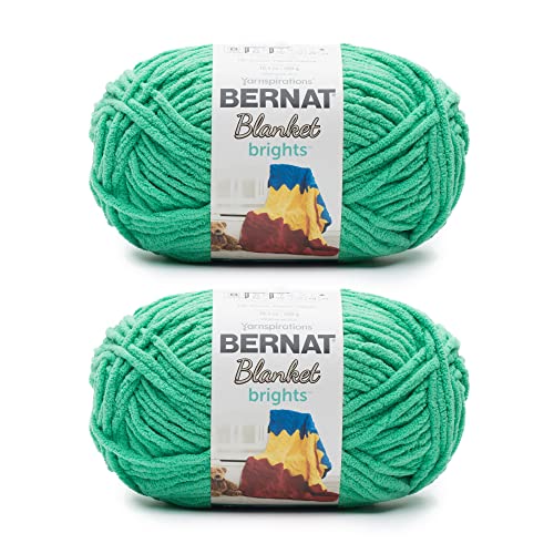 Bernat Blanket Brights GoGo Green Yarn - 2 Pack of 300g/10.5oz - Polyester - 6 Super Bulky - 220 Yards - Knitting/Crochet