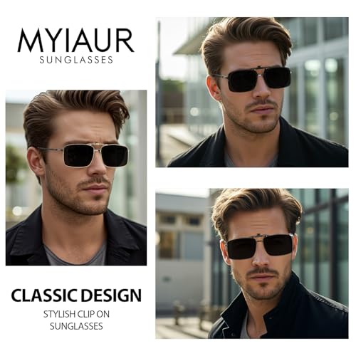 Myiaur Clip on Sunglasses Over Prescription Glasses for Men Women Polarized Flip Up Glasses UV400 Protection Metal Frame2