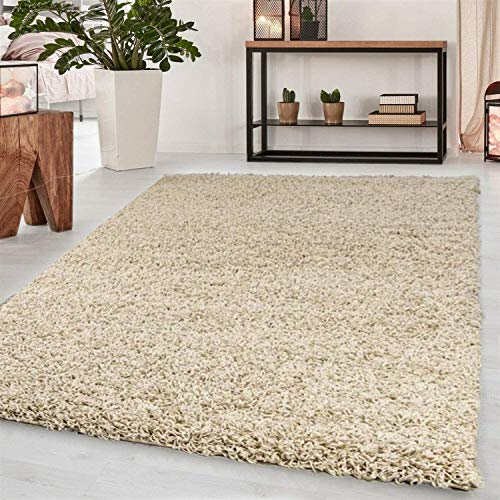 Abaseen Small Large Shaggy Rug Modern Rugs Living Room Extra Large Small Medium Rectangular Size Soft Touch Thick Pile Living Room Area Rugs Non Shedding (Light Beige, 80x150 cm)