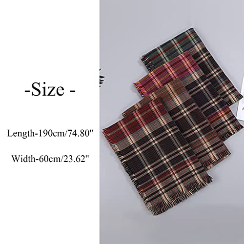 Cachecol feminino de inverno clássico com borla xadrez cachecol quente macio grosso grande cobertor