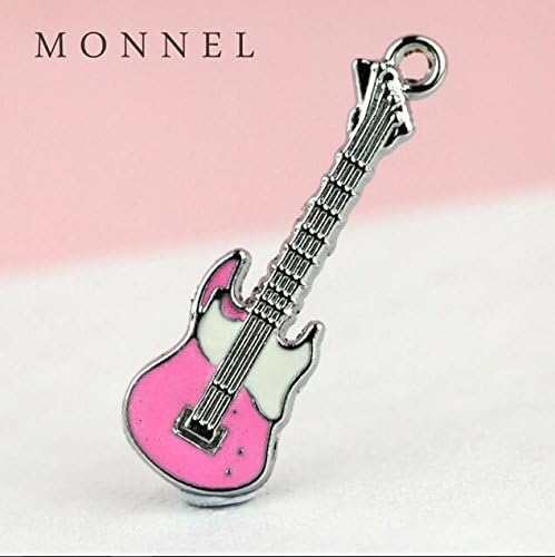 M222-D Wholesale Adorable 10pcs Musical Pink Guitar Charms Pendants