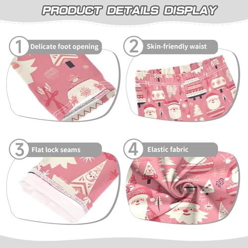 KLL Christmas Santa Red Pastel Pink Little Girls Athletic Leggings Casual High Waisted Sweatpants Gym3