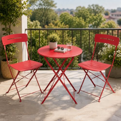 Grand Patio Folding Bistro Set in Red