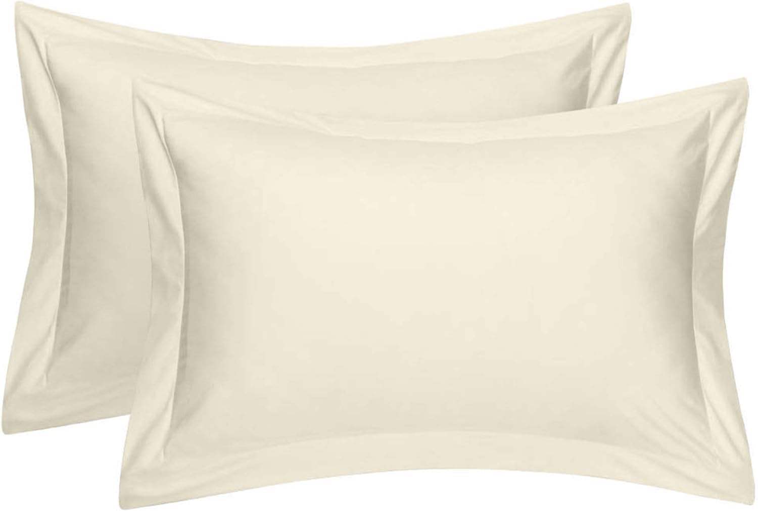 Comfort Beddings 2 Pack Oxford Pillowcases – 50x90cm Super King Pillow Covers – Premium Cotton-Polyester Blend – Ivory Super King Pillow Cases with Envelope Closure – Hotel Quality