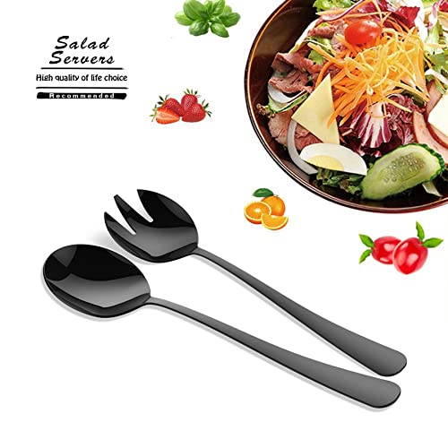 Arfuka Salad Servers Salad Spoons And Fork Set Stainless Steel Serving Utensils For Salad Gravies Or Pasta Rose Black #TOP2