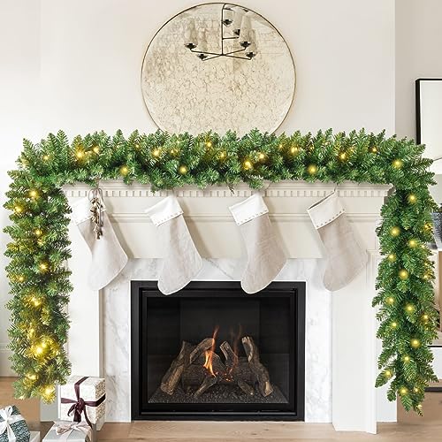 Somikis 9FT Pre-Lit Artificial Christmas Garland with 50 LED Lights