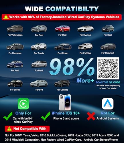 Draadloze CarPlay-adapter 2026 voor Apple, converteert bedraad naar draadloos CarPlay, USB-A/Type-C, Car Play donglestick alleen voor Apple auto's met bedraad CarPlay en voor iPhone iOS 10+ - Afbeelding 3