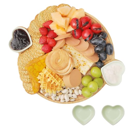 Hniuyun 12 Inch Bamboo Round Cheese Board and Charcuterie Set with 2 Ceramic Bowls Kitchen Serving Platter Housewarming Gift for Dining Room - Cosy Home Interiors Hniuyun 12 Inch Bamboo Round Cheese Board and Charcuterie Set with 2 Ceramic Bowls Kitchen Serving Platter Housewarming Gift for Dining Room