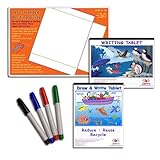 Lefty's Left Handed Writing Guide Instructional Set (Mat, Tablets and Marking Pens), 7 Pcs