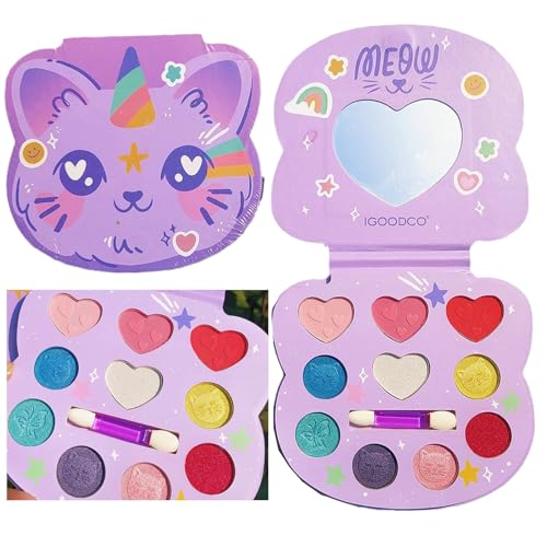 HISUNBEN Schminkset Mädchen, Ungiftig und Abwaschbar Kinder Make-Up Set Mädchen,DIY Prinzessin Kids Makeup Set for Girls, Kinder Schminkpalette,Karneval Schminke Kinderschminken (10 F)
