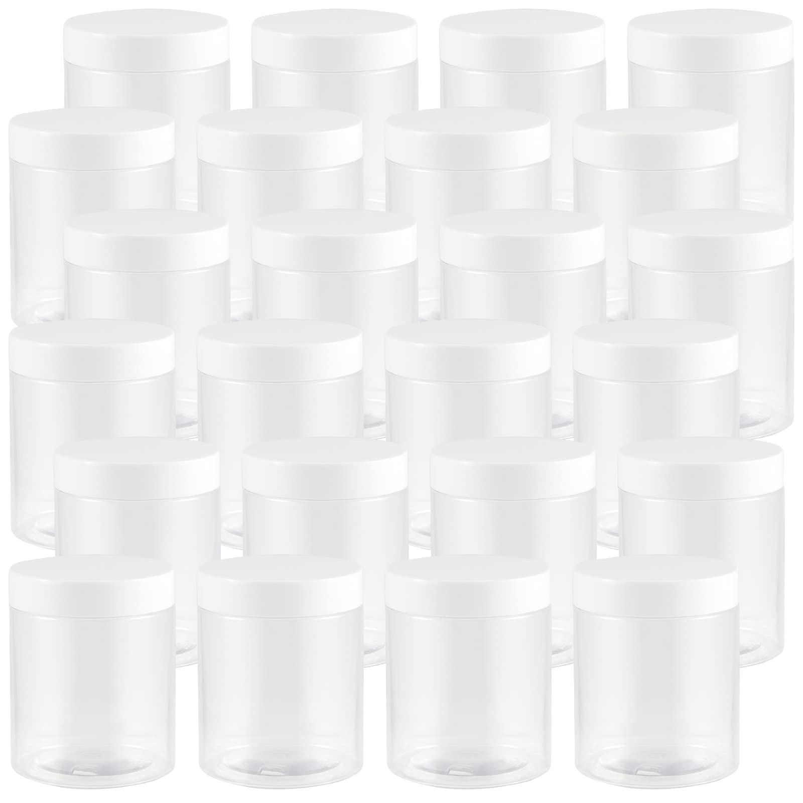 JEUIHAU Paquete De 20 Botellas De Jugo De Plástico PET Transparente De 350 Ml Con Tapas Negras