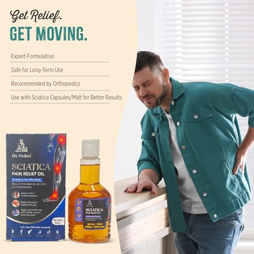 Image of Dr. Veda's Ayurvedic Sciatica Pain Relief Oil | Helps Reduce Burning, Tingling & Nerve Pain in Legs, Hips & Lower Back | 120ml