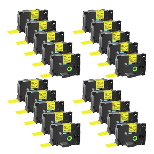 1-20PK Tz 24 �~�����[�g�����x���e�[�v���~�l�[�g�A�u���U�[ TZe-651 Tze 651 ���ɉ��F 1 �C���`�e�[�v P-touch D600 P710BT P700 �p(20PK Yellow)