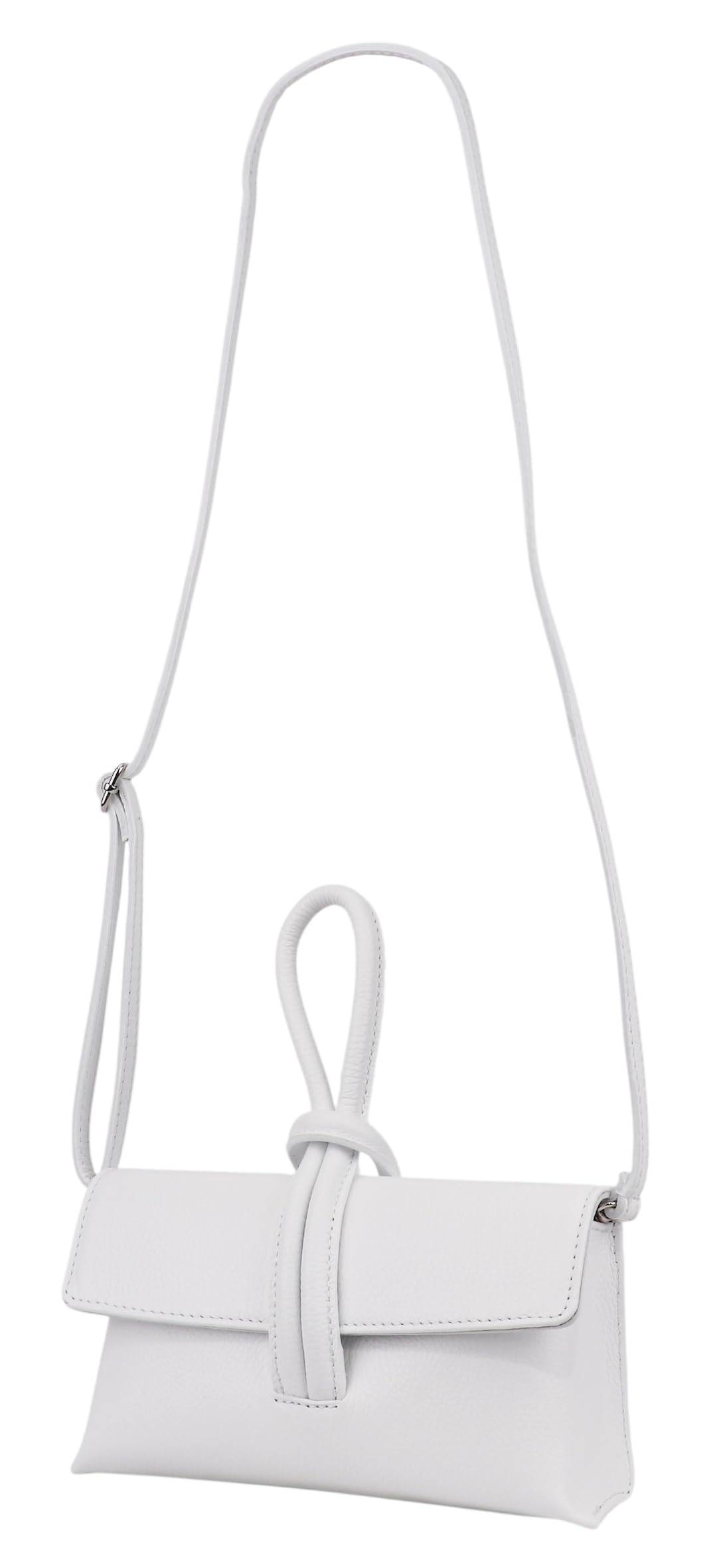 SH Leder Mini Clutch - Borsa a tracolla da donna in vera pelle con manico con fiocco, borsa da sera compatta con tracolla rimovibile, made in Italy Alma G428