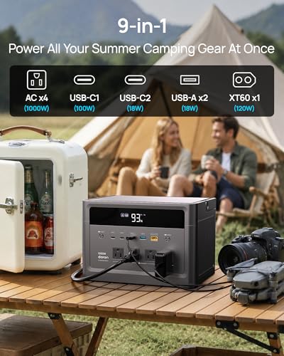 Image of Portable Power Station 1000W (2000W Peak), 576Wh LiFePO4 Battery Solar Generator, 1.8H Fast Charging, Emergency Backup for Home Use, RV Camping, Road Trip (Solar Panel Optional)