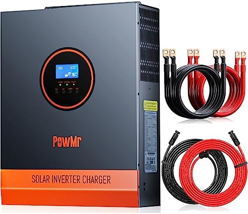 5000W Solar Inverter 48V 110V Built in 80amp MPPT Controller, Max 5000W 500V PV Input +20 Feet Solar Cable+1 ft 4Awg Battery Cable