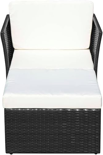 Miniatura 4 de Silla de patio con taburete de ratán de poliéster negro, cómodas sillas de patio al aire libre, Sillas para Comedor para sala de estar, picnic,