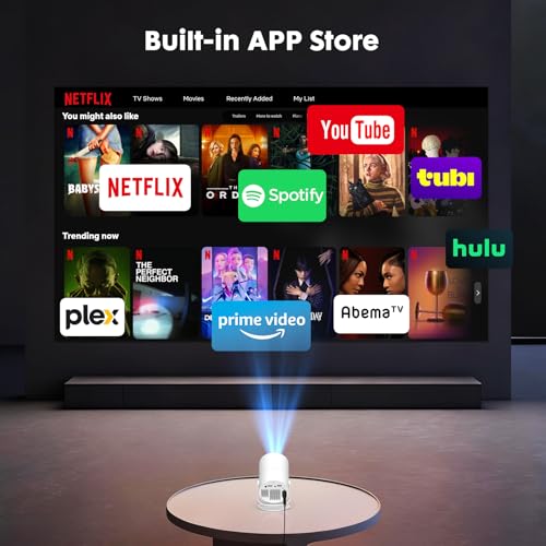 【Android 14 & Built-in Apps】Tecaki Mini Projector with WiFi 6 and Bluetooth 5.2, Portable Projector 180° Rotatable Support 1080P with Auto Keystone for Home Bedroom Compatible with TV Stick/HDMI/USB - Image 2