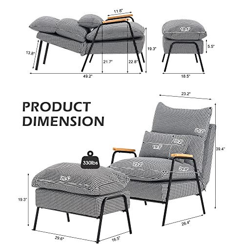 Sillón reclinable moderno tela algodón negro miniatura 3