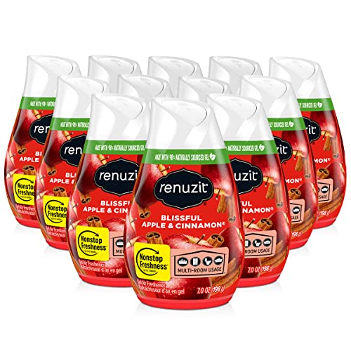 Renuzit Adjustable Solid Gel Air Freshener Cones, Apple & Cinnamon, Nonstop Freshness, 7 Ounces, 12 Cones, brand is Renuzit.
