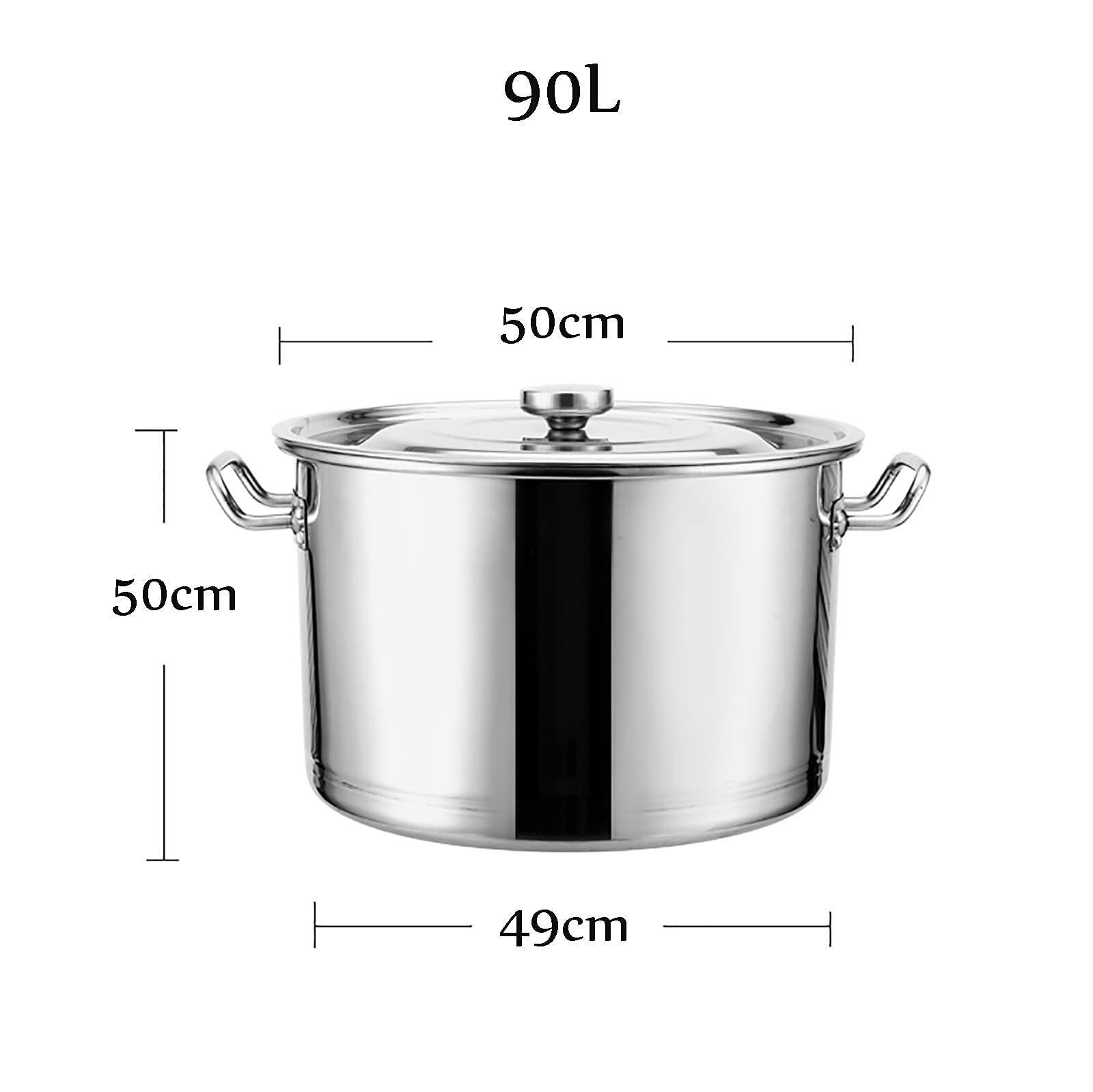 Genérico Olla Grande y Profunda de Acero Inoxidable para inducción (50 x 50 cm), Resistente, Ideal para sopas, guisos y hervidos, Esencial para la Cocina Profesional, un Solo Color.