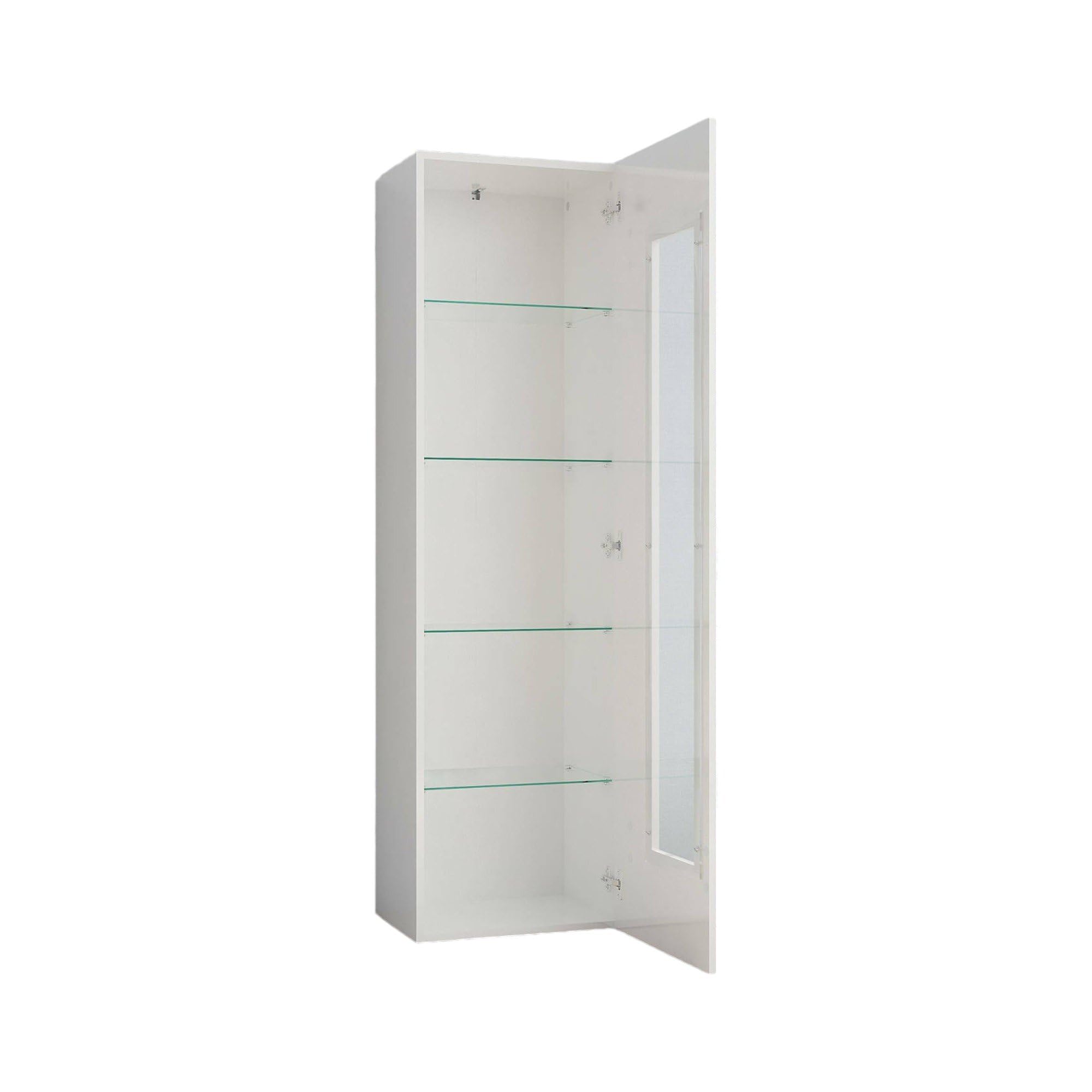 Dmora - Vetrina Mimmo, Credenza con anta a vetro, Mobile da soggiorno multiuso, 100% Made in Italy, cm 45x34h162, Bianco lucido