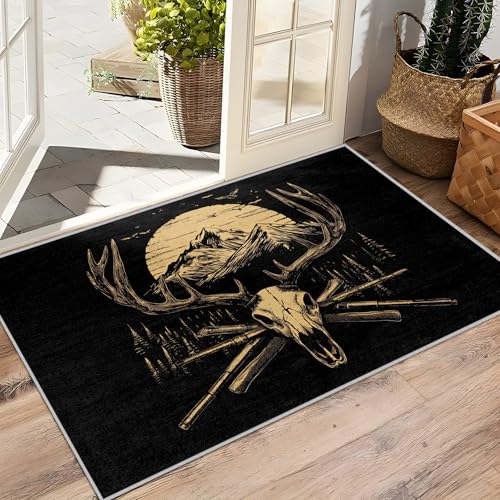Tapete Deer Skull rectangular 4x6, antideslizante y lavable miniatura 3