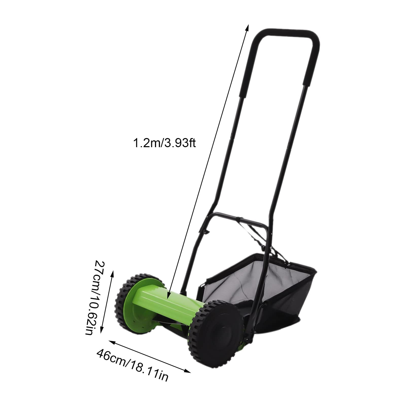 Cortacésped manual con carrete de empuje con recogedor de césped, cortador de césped manual de 12 pulgadas para recortar césped de jardín, mantenimiento