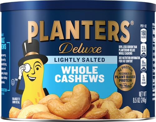 Image of PLANTERS Lightly Salted Whole Cashews, Plant Based Protein, 8.5 Ounce (Pack of 12)
