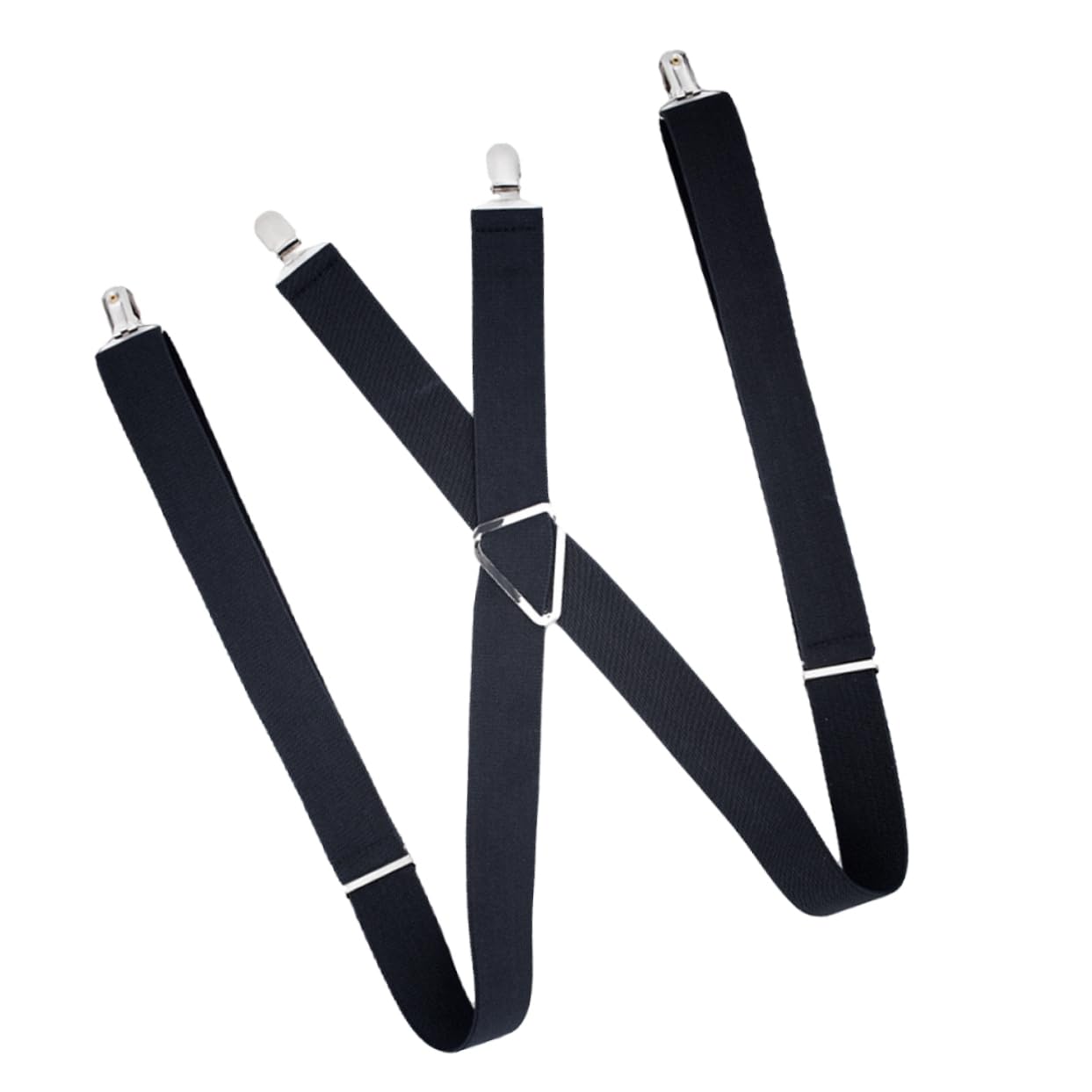 GALPADA 1Pc Adjustable X Shape Suspenders for Men Heavy Duty Elastic Braces with Strong Clips Fashionable Black Pants Strap for Casual Formal Wear