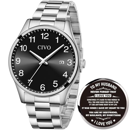 CIVO Relojes para Hombre Analógico Regalo: Personalizado para Novio Cumpleaños Aniversarios - Acero Inoxidable Reloj de Pulsera Resistente CIVO Relojes para Hombre Analógico Regalo: Personalizado para Novio Cumpleaños Aniversarios - Acero Inoxidable Reloj de Pulsera Resistente
