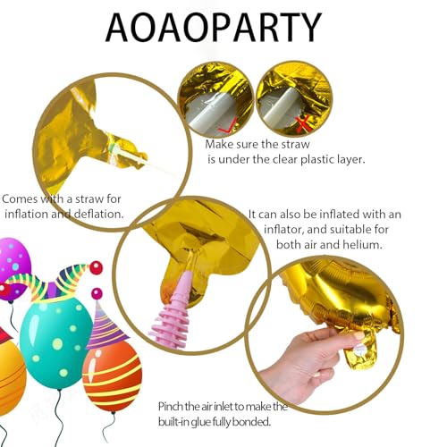 Image of 52PC Letter Balloons Foil Mylar Gold Balloons A-Z 16Inch Hanging Alphabet Balloon Custom Phrase for Birthday Anniversary Wedding Party Decorations