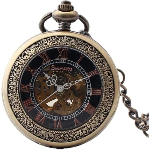 Antique Men’s Double Hunter Pocket Watch, Automatic Mechanical Bronze Alloy