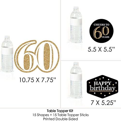 Adult 60Th Birthday - Gold - Birthday Party Centerpiece Sticks - Table Toppers - Set Of 15 #TOP5