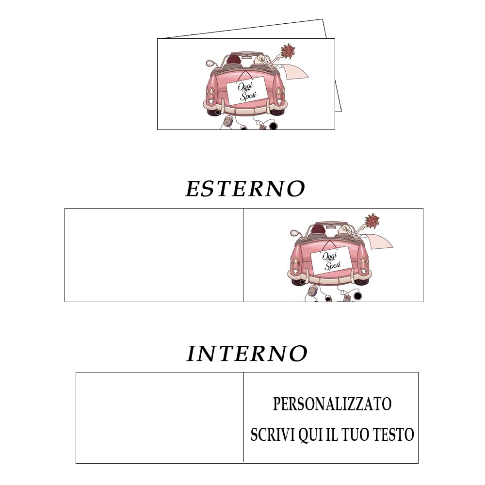 Cormar Kit 180 Bigliettini Bomboniera Personalizzati Per Matrimonio – Formato 9x2,5 Cm, Cartoncino 300gr, Made In Italy - 2
