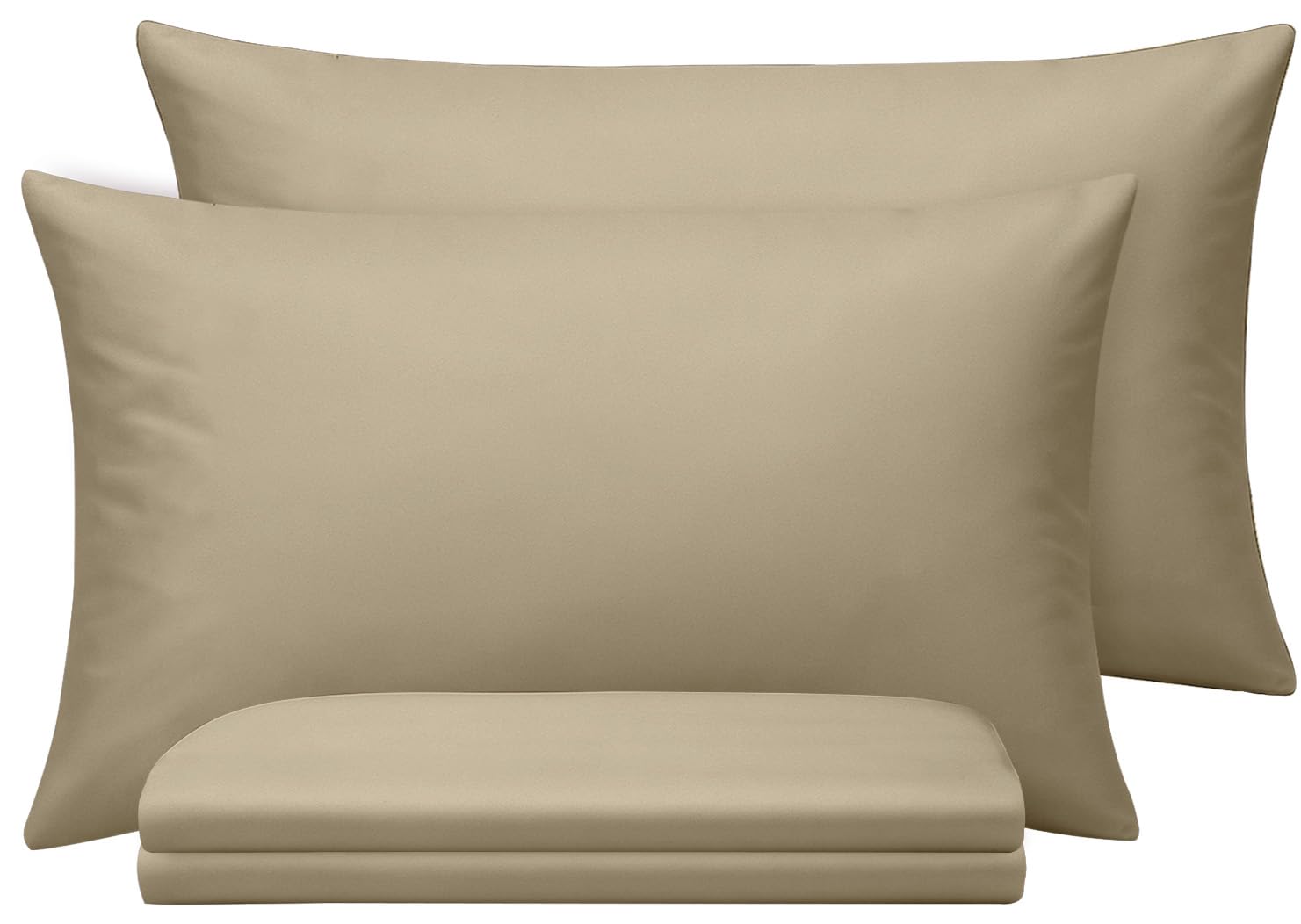 BedLooms Beige Pillow Cases 4 Pack Standard Size Brushed Microfiber Super Soft Pillowcases with Envelope Closure, House Wife Pillow Covers Hypoallergenic — image 1