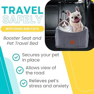 Dog Car Seat for Small & Medium Sized Dogs up to 30 lbs - Fully Detachable & Washable Dog Booster Seat W/3 Storage Pockets, Cushion & Safety Belt | Elevated Car Seat for Travel | Dog Accessories Dog Car Seat for Small & Medium Sized Dogs up to 30 lbs โ Fully Detachable & Washable Dog Booster Seat W/3 Storage Pockets, Cushion & Safety Belt | Elevated Car Seat for Travel | Dog Accessories