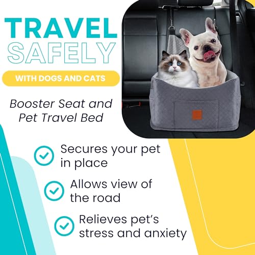 Dog Car Seat for Small & Medium Sized Dogs up to 30 lbs โ Fully Detachable & Washable Dog Booster Seat W/3 Storage Pockets, Cushion & Safety Belt | Elevated Car Seat for Travel | Dog Accessories Dog Car Seat for Small & Medium Sized Dogs up to 30 lbs โ Fully Detachable & Washable Dog Booster Seat W/3 Storage Pockets, Cushion & Safety Belt | Elevated Car Seat for Travel | Dog Accessories