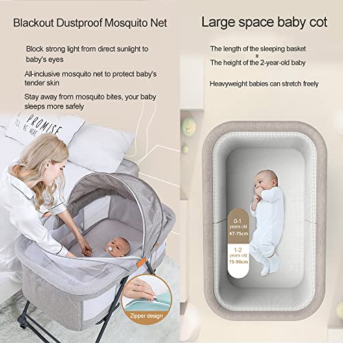 Berço De Bebê 3 Em 1, Berço Portátil Com Cesto De Armazenamento, Cadeira De Balanço, Balanços, Cama