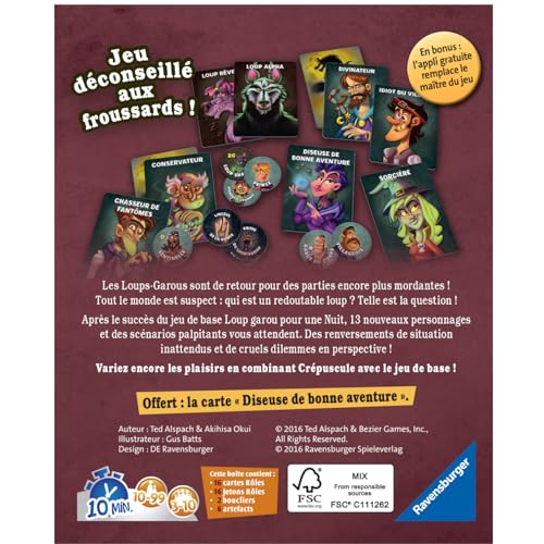 Ravensburger - Loup-Garou pour Un Crépuscule - Jeux de société - Jeu d'Ambiance - Spécial Petit Groupe 3 à 10 Joueurs - à partir de 9 Ans - Appli Gratuite Mixte 26731 (Multilingue – Français Inclus)