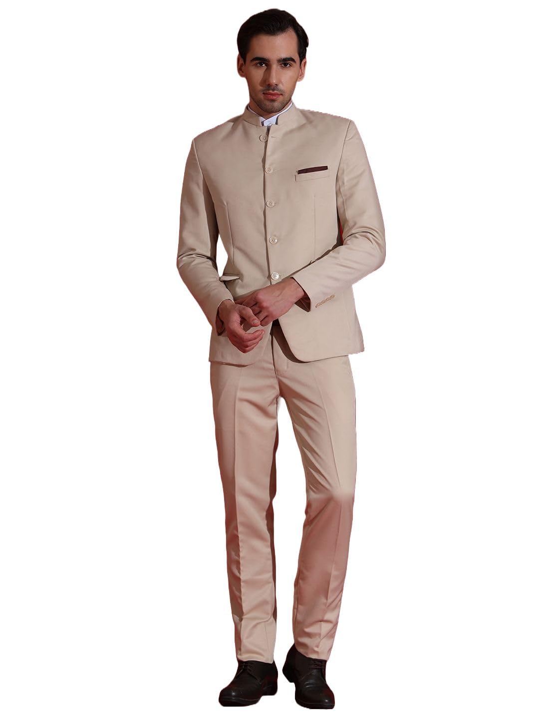 Men's 2-Piece Suit Set | Self Designed Regular Fit Bandhgala Blazer with Trouser for Men | Jodhpuri Suit for Formal Events & Weddings